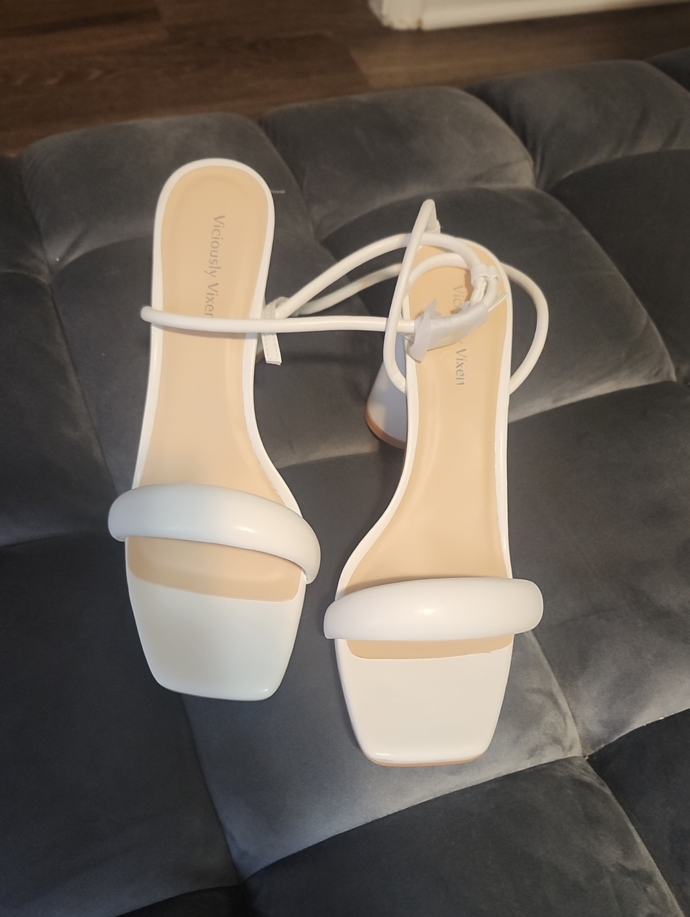 White Strappy Block Heel Sandals